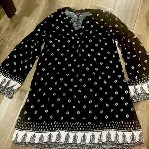 Long sleeve black mini dress